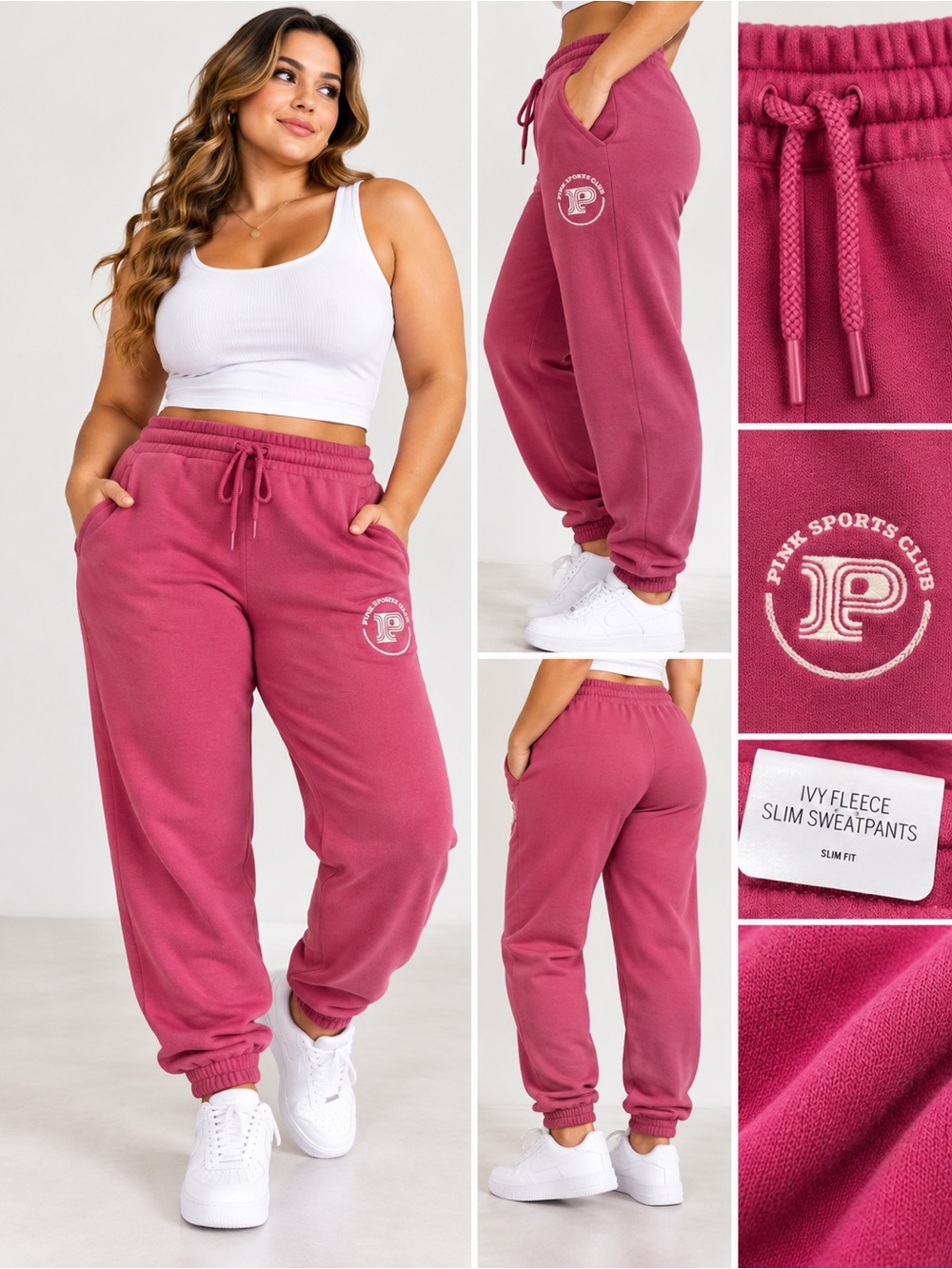 PINK Victoria's Secret Ivy Fleece Slim Joggers - Berry Pink